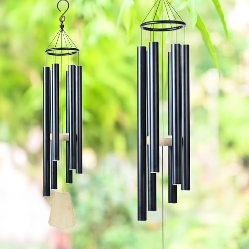 Hindcraft 41-Inch Big Wind Chimes – Windchime for Balcony - 6-Pipe Black Design, Wind Chimes for Living Room – Garden Decor, Balcony, or Bedroom Décor - Image 5