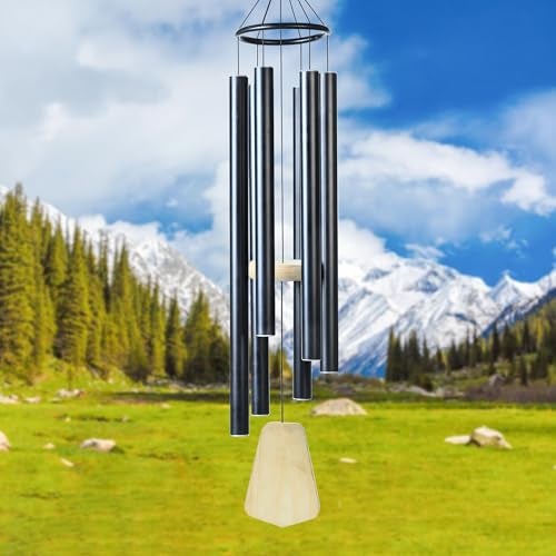 Hindcraft 41-Inch Big Wind Chimes – Windchime for Balcony - 6-Pipe Black Design, Wind Chimes for Living Room – Garden Decor, Balcony, or Bedroom Décor - Image 1