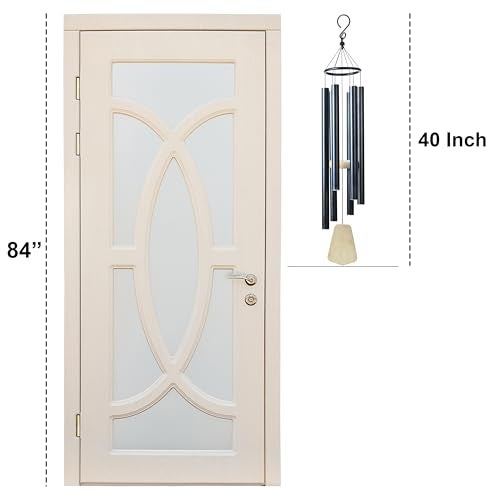 Hindcraft 41-Inch Big Wind Chimes – Windchime for Balcony - 6-Pipe Black Design, Wind Chimes for Living Room – Garden Decor, Balcony, or Bedroom Décor - Image 4