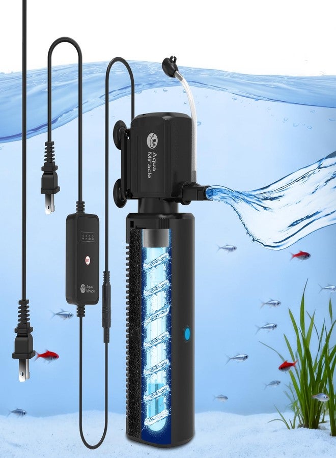 AquaMiracle فلتر حوض السمك AquaMiracle مع مؤقت وإسفنجة ترشيح، فلتر حوض السمك 225 جالون في الساعة بالأشعة فوق البنفسجية مع أوضاع التهوية والمطر، فلتر فعال للسلاحف للتحكم في المياه الخضراء (حوض من 20 إلى 70 جالون) - Image 1