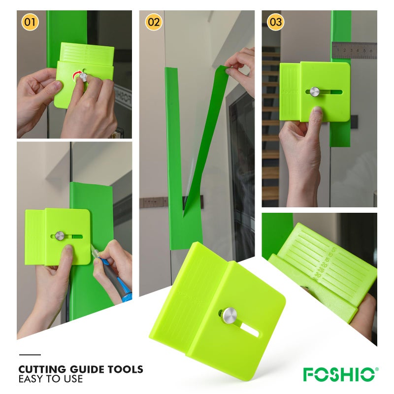 FOSHIO Green Edge Wrap Cutting Template Tool, 2 Pack Precise Measurement Adjustable Edge (5-35mm) Straight Line Cutting Guide for Furniture, Vinyl & Wallpaper Wrapping - Image 4