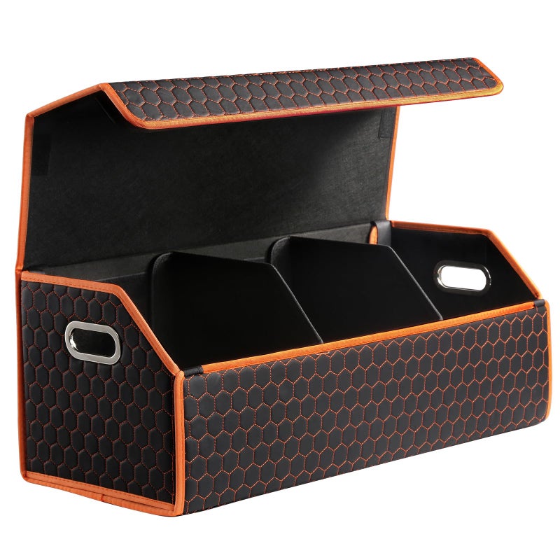 Fyzeoty Car Organizers and Storage - Trunk Organizer for Suv Car,Car Trunk Leather Storage Box,Extra Large,Magnetic Lid,Collapsible and Adjustable - Image 1