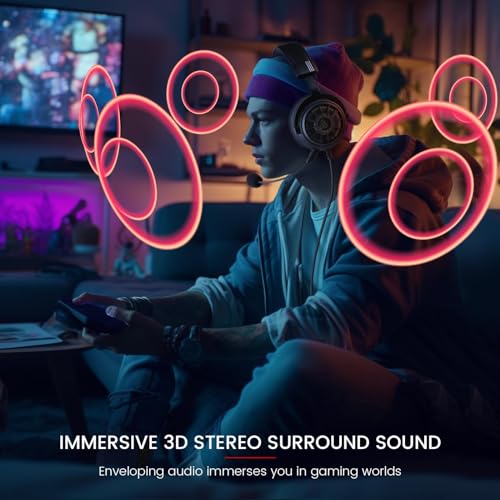 EKSA Gaming Headset with Microphone for PS5 PS4 PC Switch, Over-Ear Headphones with Detachable Noise Cancelling Mic, 50 mm Drivers,3D Stereo Surround Sound, Wired Gaming Headphones-Gift - Image 5