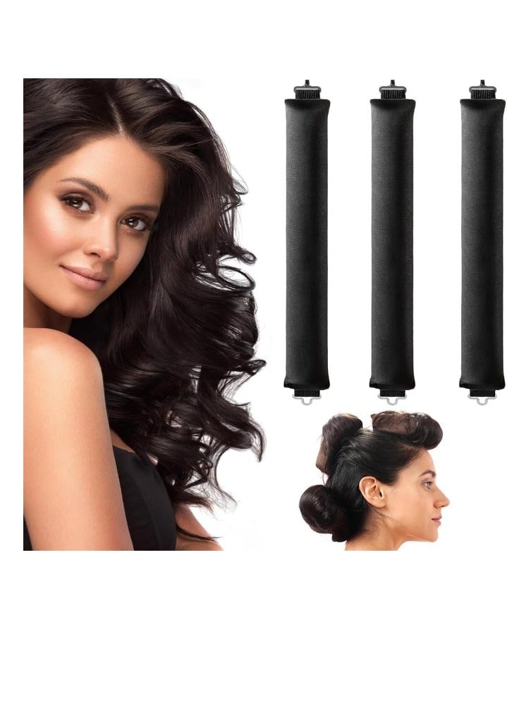 Heatless Hair Curler with Flexible Rods and Hook, Heatless Curling for All Hair Types, Comfortable Heatless Curlers for Sleeping, Curls Overnight, Black - Image 1