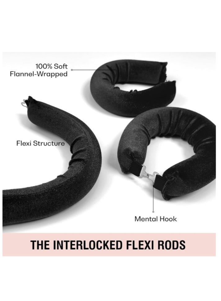 Heatless Hair Curler with Flexible Rods and Hook, Heatless Curling for All Hair Types, Comfortable Heatless Curlers for Sleeping, Curls Overnight, Black - Image 2