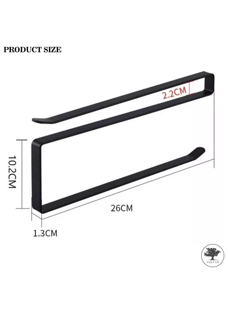 sulfar - MS Paper Holder Towel Holder Cabinet Rack Holder Over The Door Kitchen Roll Holder Toilet Paper Roll Holder Over The Cabinet (Black) Pack of 1 - Image 1