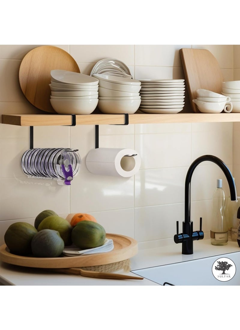 sulfar - MS Paper Holder Towel Holder Cabinet Rack Holder Over The Door Kitchen Roll Holder Toilet Paper Roll Holder Over The Cabinet (Black) Pack of 1 - Image 1
