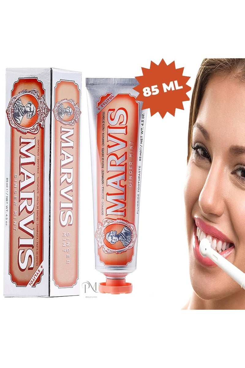 Marvis Ginger Mint Flavour Fluoride Toothpaste 85ml - Image 1