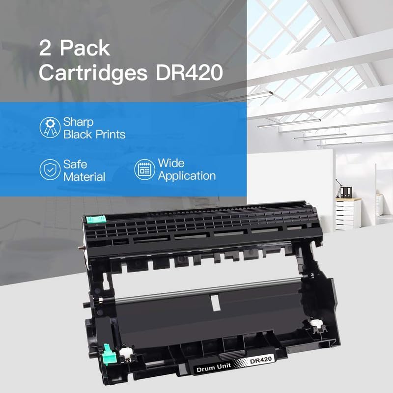 LxTek وحدة أسطوانة بديلة متوافقة DR420 لطابعة Brother DR420 DR 420 TN450 TN 450 للاستخدام مع HL-2270DW HL-2280DW HL-2240 HL-2240D MFC-7360N MFC-7460DN MFC-7860DW (2 أسود، عالي الإنتاجية) - Image 4