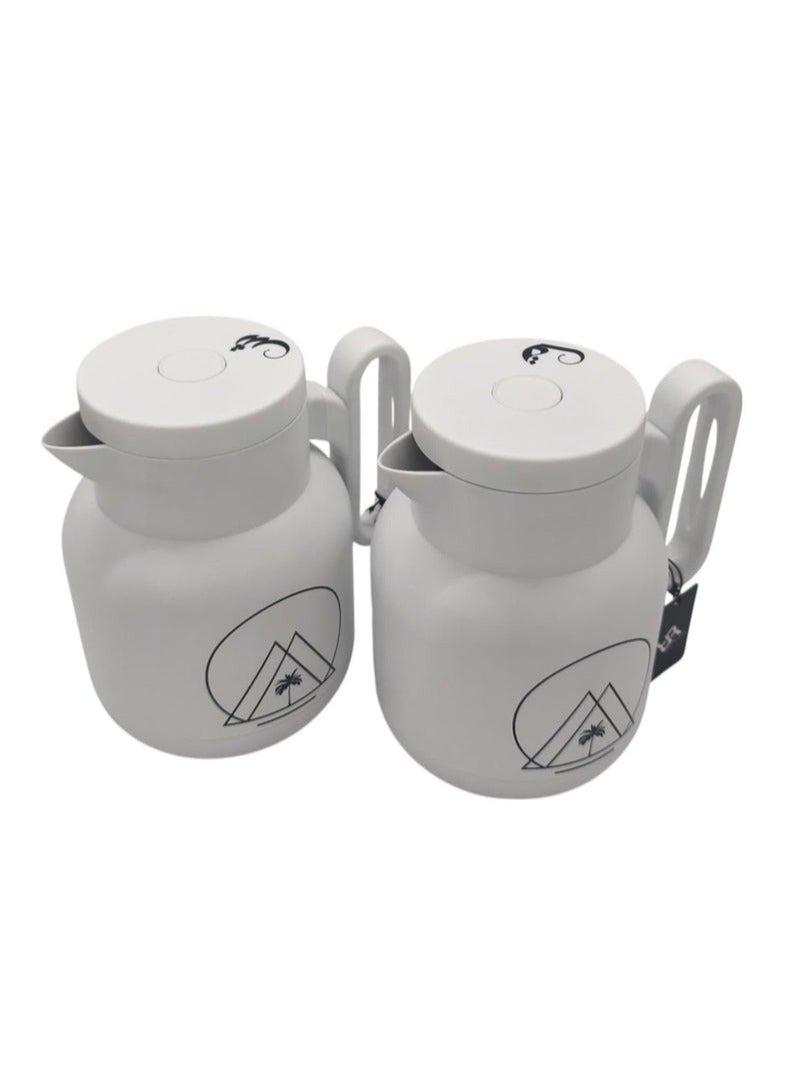 Raz قارورة فراغ معزولة مزدوجة الجدار من راز، قطعتان، سعة 1 لتر، لون أبيض، HA-2506 - Image 1