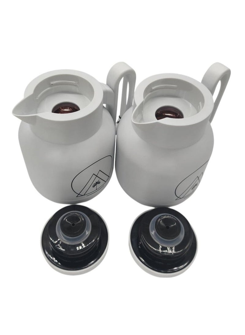 Raz قارورة فراغ معزولة مزدوجة الجدار من راز، قطعتان، سعة 1 لتر، لون أبيض، HA-2506 - Image 2