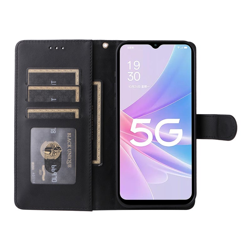 BURAQ Case Cover For OPPO A58 5G / A78 5G Diamond Lattice Leather Flip Phone Case(Black) - Image 4