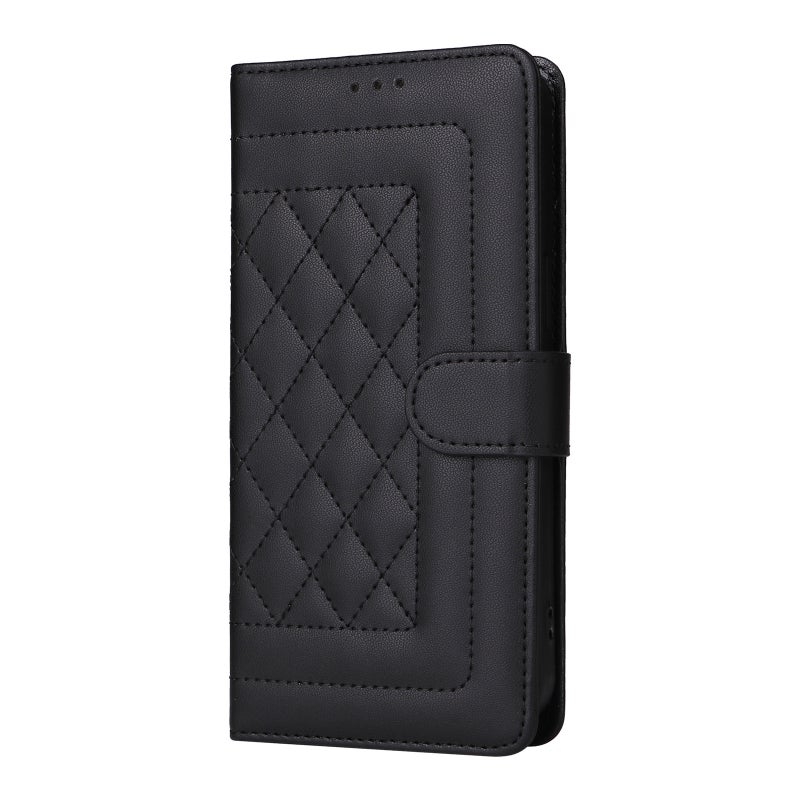BURAQ Case Cover For OPPO A58 5G / A78 5G Diamond Lattice Leather Flip Phone Case(Black) - Image 2