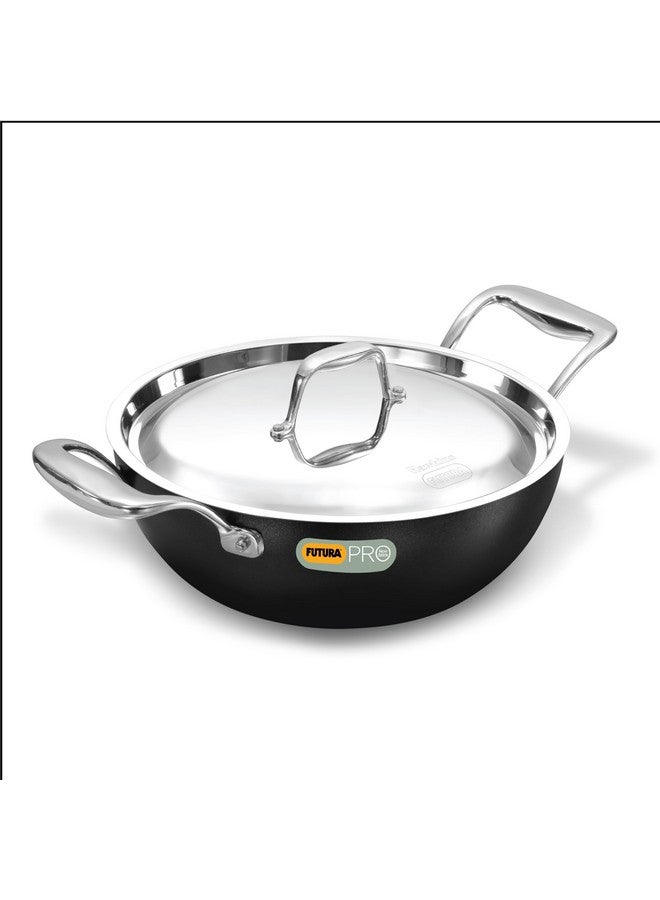 Hawkins Futura Pro 2.5 Litre Deep-Fry Pan, Nonstick Kadhai with Stainless Steel Handles and Stainless Steel Lid, Balck (PNK25S) - Image 1