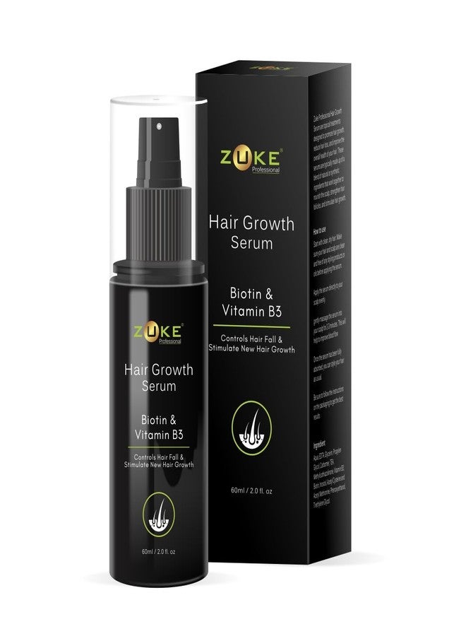 Zuke Professional Hair Growth Serum-60ml | Controls Hair Fall & Stimulate New Hair Growth | Enriched with Biotin & Vitamin B3 - Image 1