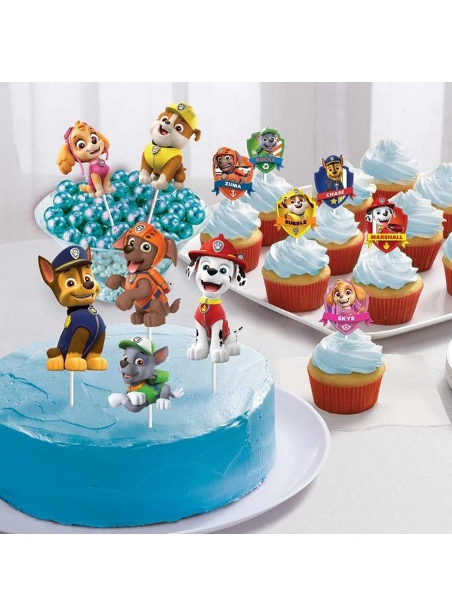 Amscan Paw Patrol Adventures Dessert Decorating Kit - 10.5" & 3.75" (12 Pcs) - Colorful Assorted Design Paper Toppers for Kids Themed Parties & Birthdays