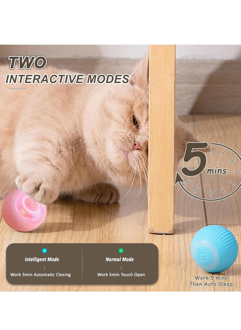 Interactive Cat Ball Toy, Intelligent Cat Toys with LED Lights, Automatic Moving Rolling Ball for Indoor Kitten, Kitten Automatic Toy