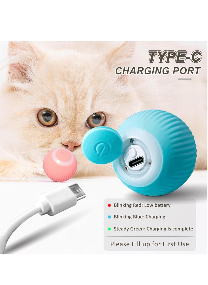 Interactive Cat Ball Toy, Intelligent Cat Toys with LED Lights, Automatic Moving Rolling Ball for Indoor Kitten, Kitten Automatic Toy