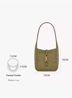 Yves Saint Laurent YSL underarm bag, Women's LE 5 À 7 BABY satin crystal-embellished soft handbag.  - Image 5