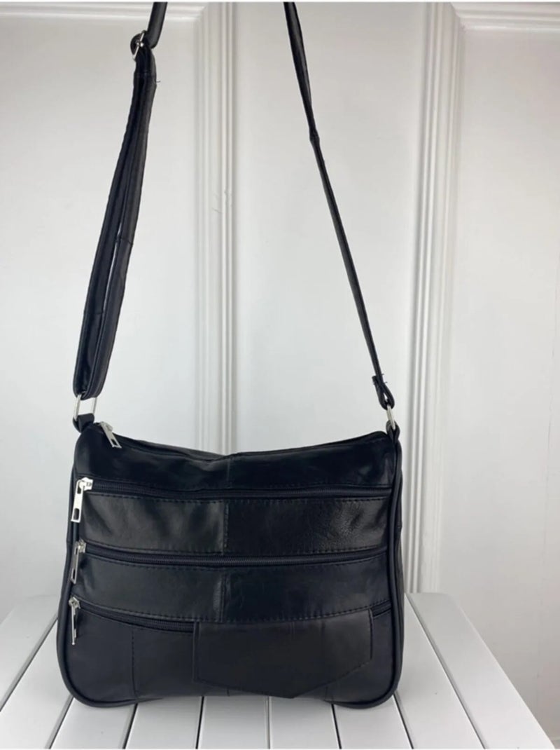 Erzeno Genuine Leather Black Mother/Women Messenger Bag  - Image 4