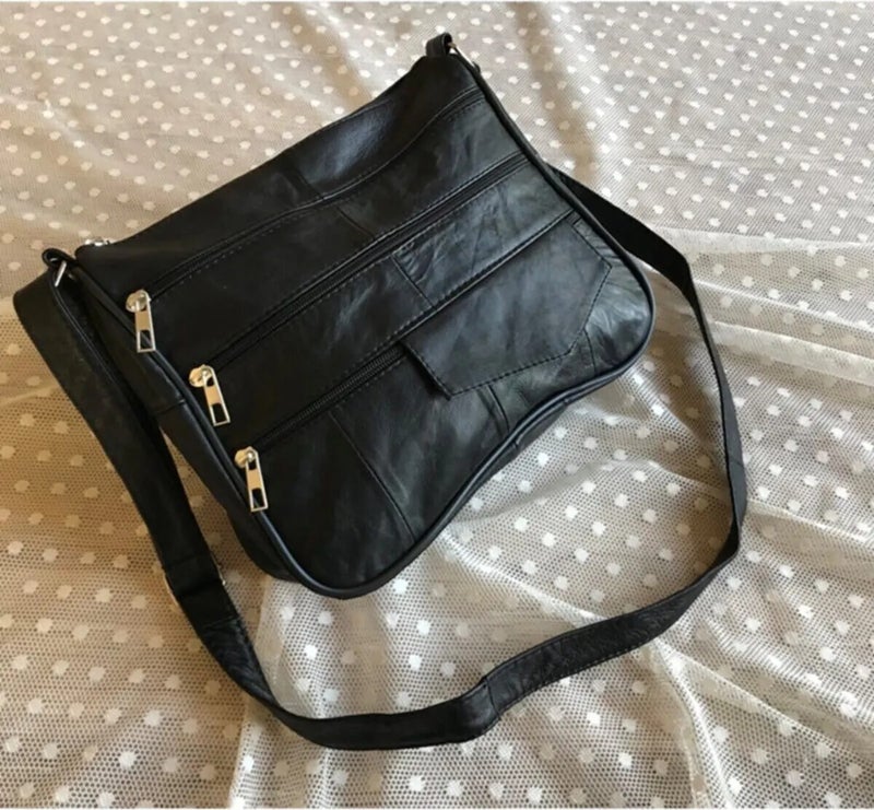 Erzeno Genuine Leather Black Mother/Women Messenger Bag  - Image 5