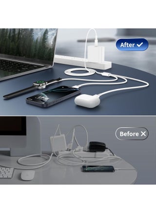 قطعتان من كابل شاحن ساعة Apple، سلك شحن USB C بطول 3FT إلى سلك شحن لاسلكي مغناطيسي سريع i-Watch، متوافق مع سلسلة الساعات Ultra/9/8/7/6/SE/SE2/5/4/3/2 - أبيض - view 2