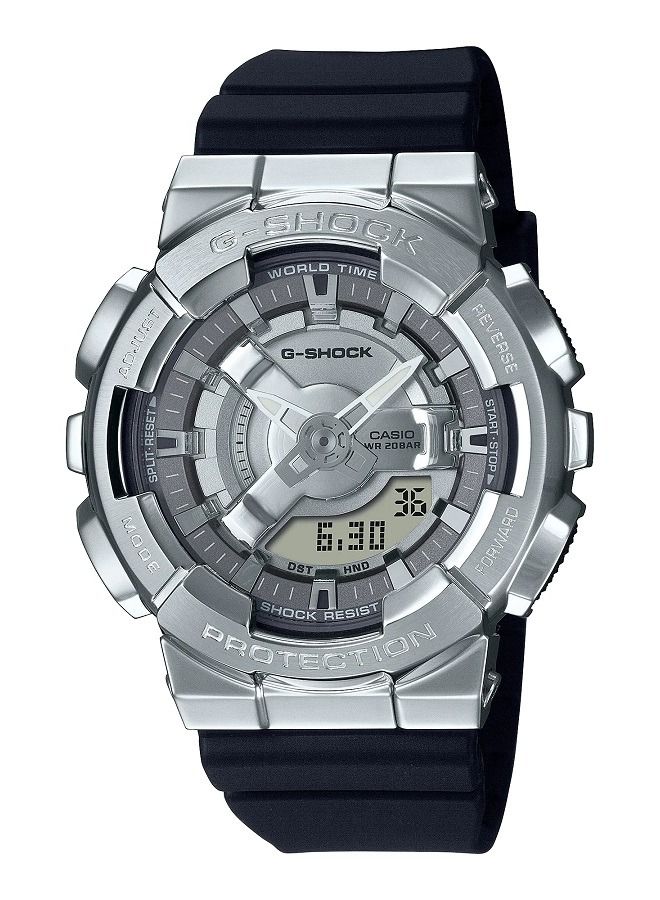 Casio Women Watch G-Shock Analog Digital Grey Dial Stainless Steel Bezel Resin Band GM-S110-1A - Image 1