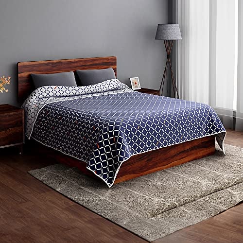 Sleepyhead Honeycomb - 120 GSM Pure Cotton Reversible Dohar AC Blanket | Double (84″×88″) Navy Blue & White | Soft, Lightweight Year-Round Comfort - Image 1