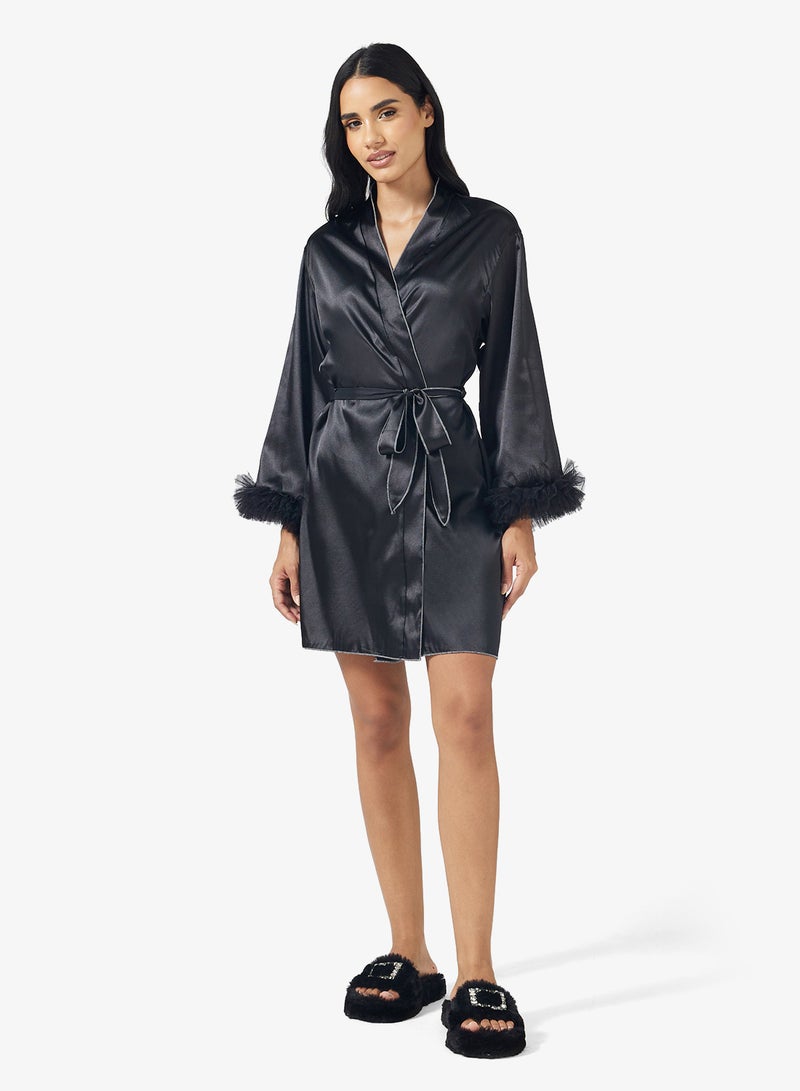 جينجر روب ساتان بتفاصيل ريش - Image 4