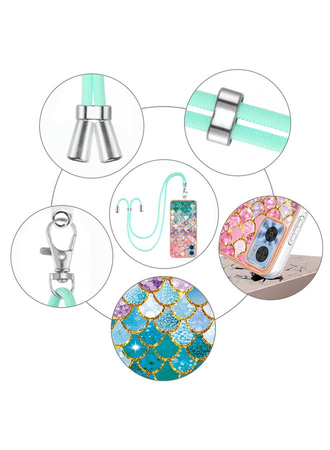 اس-توب جراب لهاتف Motorola Moto E22/E22i مصنوع من مادة TPU مطلية بالكهرباء مع حبل تعليق - Image 4