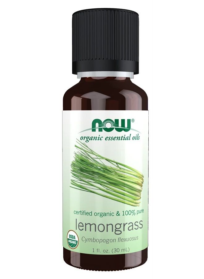 now Essential Oils, Organic Lemongrass Oil, Uplifting Aromatherapy Scent, Steam Distilled, 100% Pure, Vegan, Child Resistant Cap, 1-Ounce  - Image 1