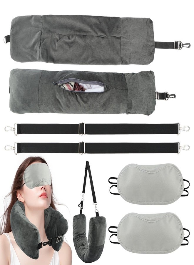 Saycker 2Pcs Stuffable Travel Pillow,Stuffable Neck Pillow for Travel,Fillable Travel Pillow Storage Bag,with 2 Eye Mask,Multiuse Neck Pillow for All Seasons,Travel Essentials,No Filler - Image 1