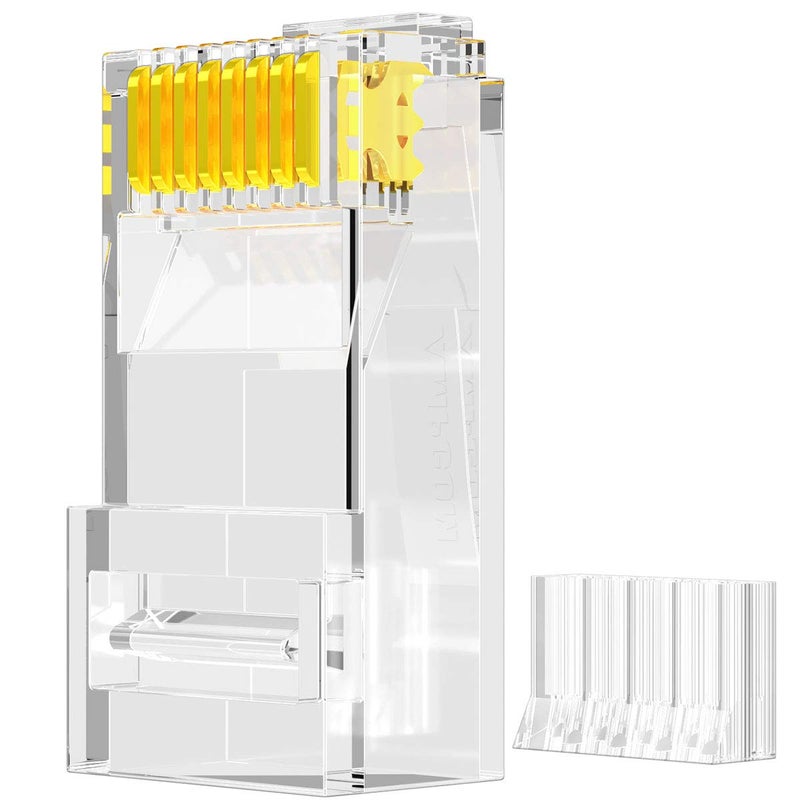 AMPCOM AMPCOM RJ45 Connectors, Standard Modular Plugs, UTP Gold-Plated 2 Pieces Suit CAT6 RJ45 8P8C Crimp End for Ethernet Cable, Support POE/POE+ / POE++, 100/Pack  - Image 1