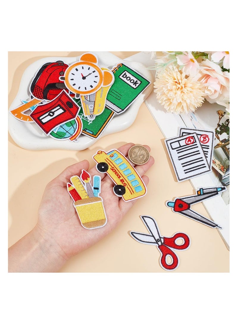 Generic 16PCS Back to School Iron on Patches Adhesive School Theme Sew on Patches Embroidered Appliques Repair Patch for Clothing DIY Craft - Image 3