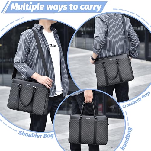 FSD.WG FSD. WG Business Bag Leather Messenger Bag Water Resistant Business Travel Briefcase Handbag Briefcase for Men - Image 2