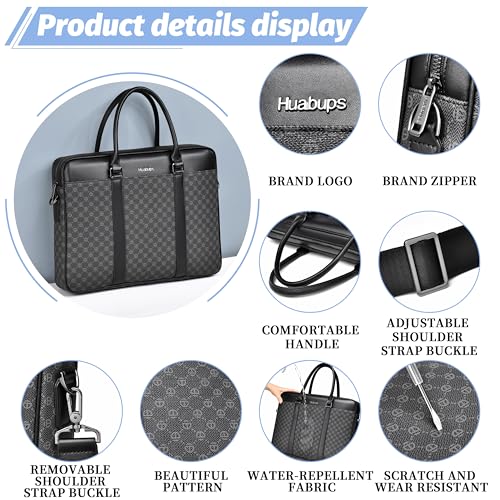 FSD.WG FSD. WG Business Bag Leather Messenger Bag Water Resistant Business Travel Briefcase Handbag Briefcase for Men - Image 5