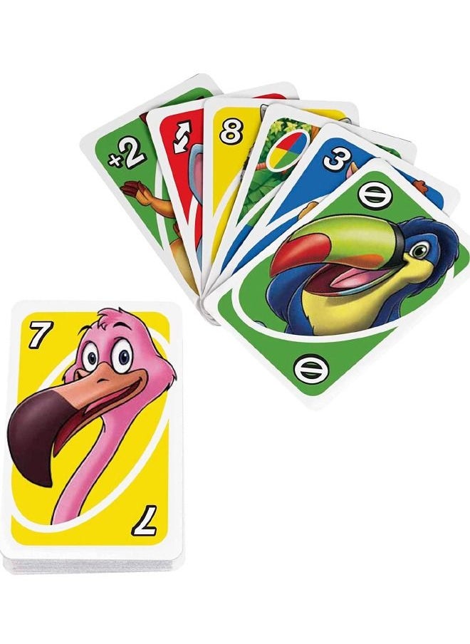 لعبة بطاقات UNO Junior للأطفال مع قواعد بسيطة ومستويات لعب ومطابقة الحيوانات لعدد 2-4 لاعبين