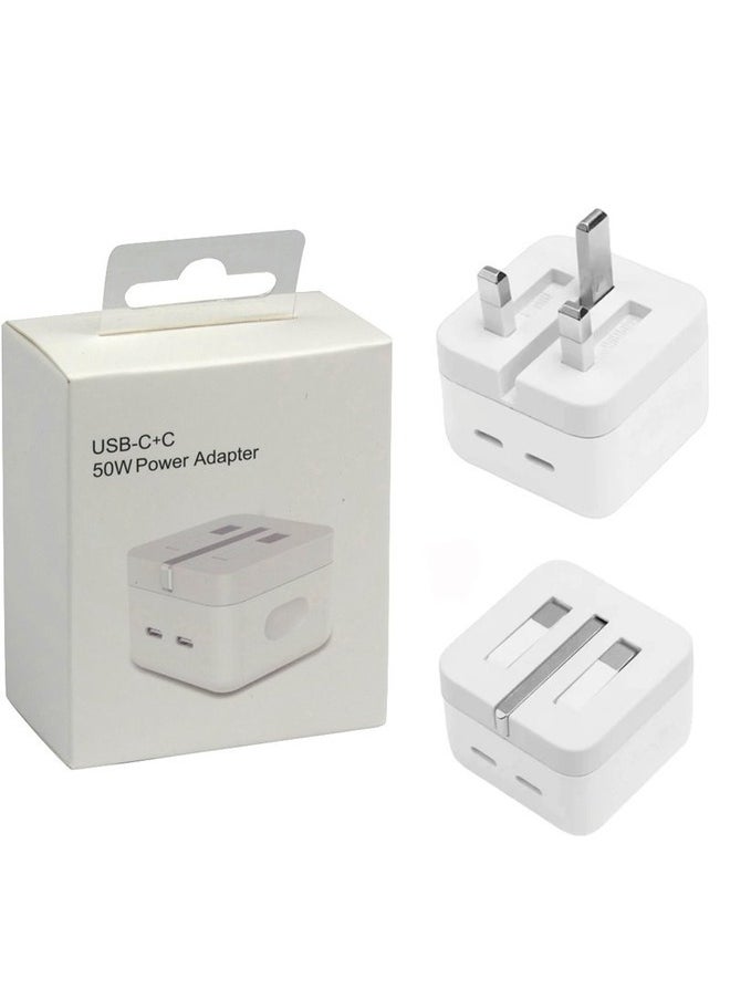 50W Dual USB-C Fast Charger – High-Power Power Adapter for Rapid Charging - Image 2