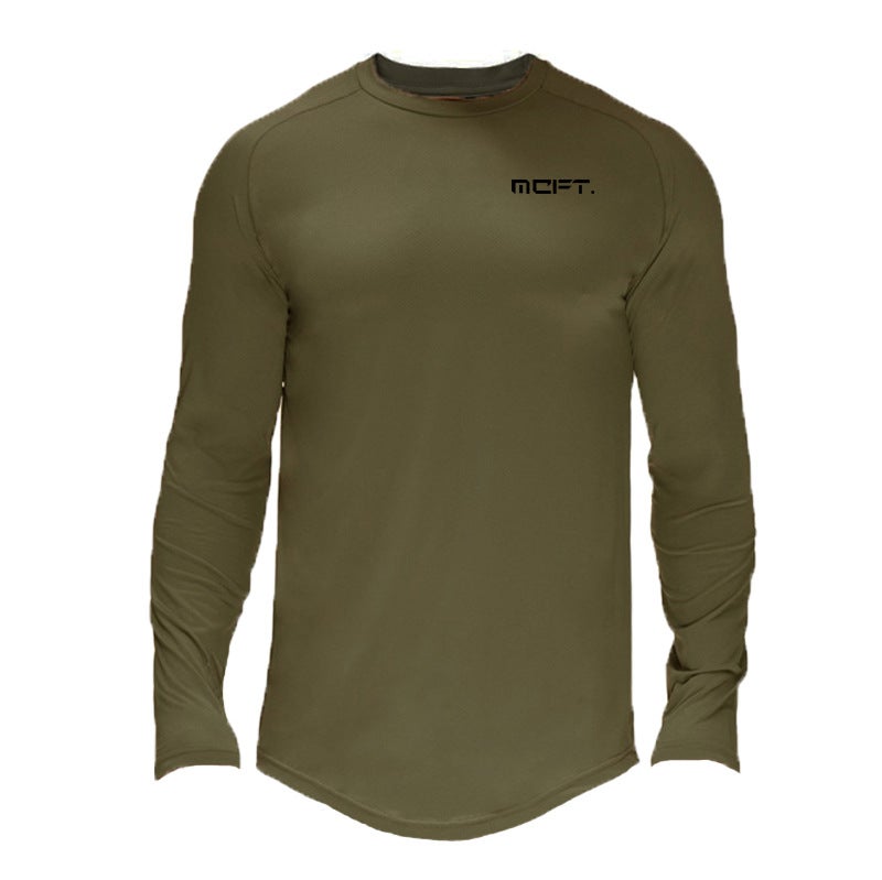 Sports Tights Men's Quick-drying Long-sleeved T-shirt Cross-border Foreign Trade Basketball Fitness Base Shirt Round Neck Breathable Top - Image 1