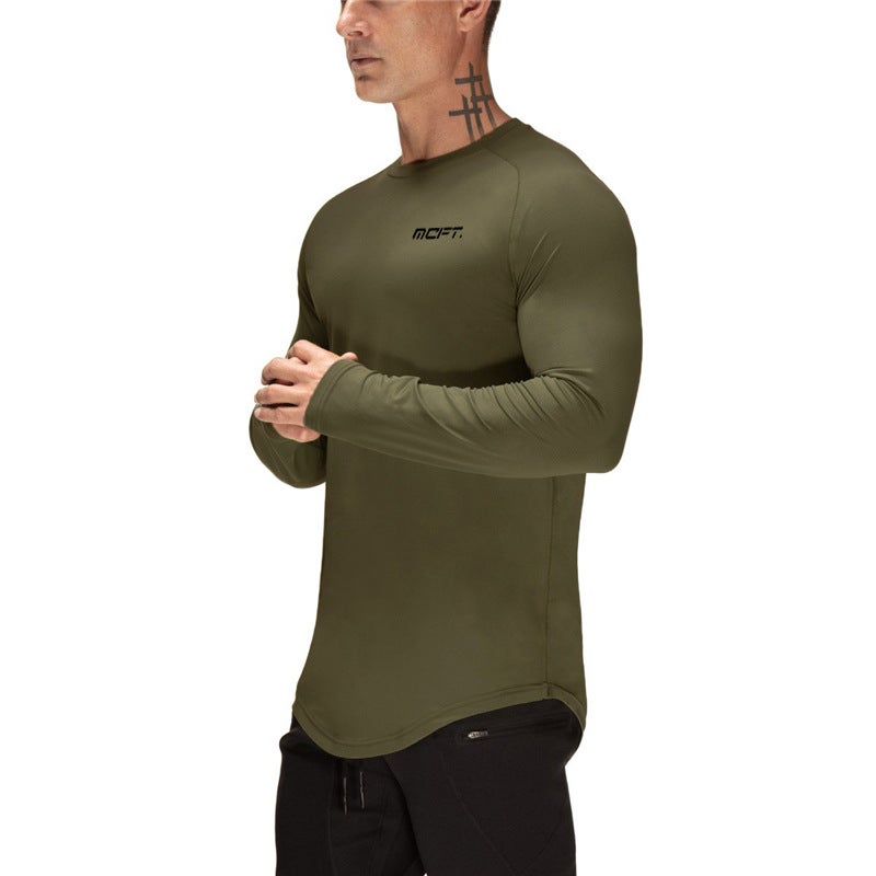 Sports Tights Men's Quick-drying Long-sleeved T-shirt Cross-border Foreign Trade Basketball Fitness Base Shirt Round Neck Breathable Top - Image 4