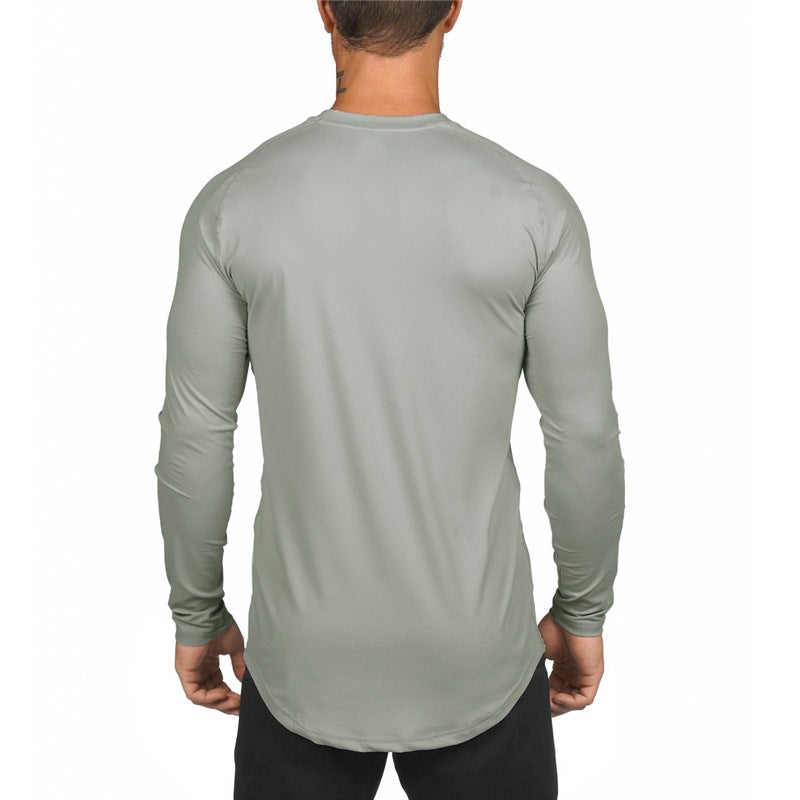 Sports Tights Men's Quick-drying Long-sleeved T-shirt Cross-border Foreign Trade Basketball Fitness Base Shirt Round Neck Breathable Top - Image 5