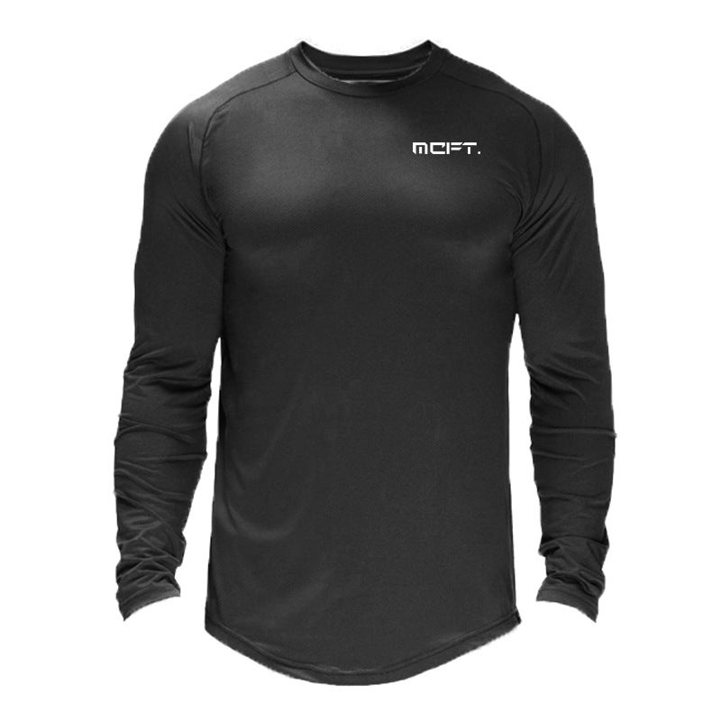Sports Tights Men's Quick-drying Long-sleeved T-shirt Cross-border Foreign Trade Basketball Fitness Base Shirt Round Neck Breathable Top - Image 2