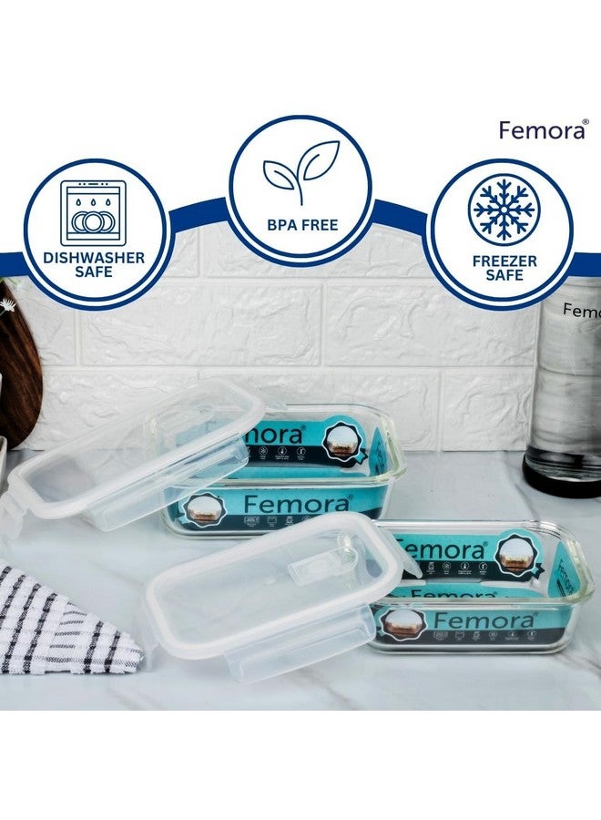 Femora Femora Borosilicate Glass Containers for Kitchen | 1 Year Warranty | Container Boxes for Storage, Storage Box for Kitchen with Air Vent Lid, Microwave Safe, Rectangular (Set of 1-1500 ML Each) - Image 4