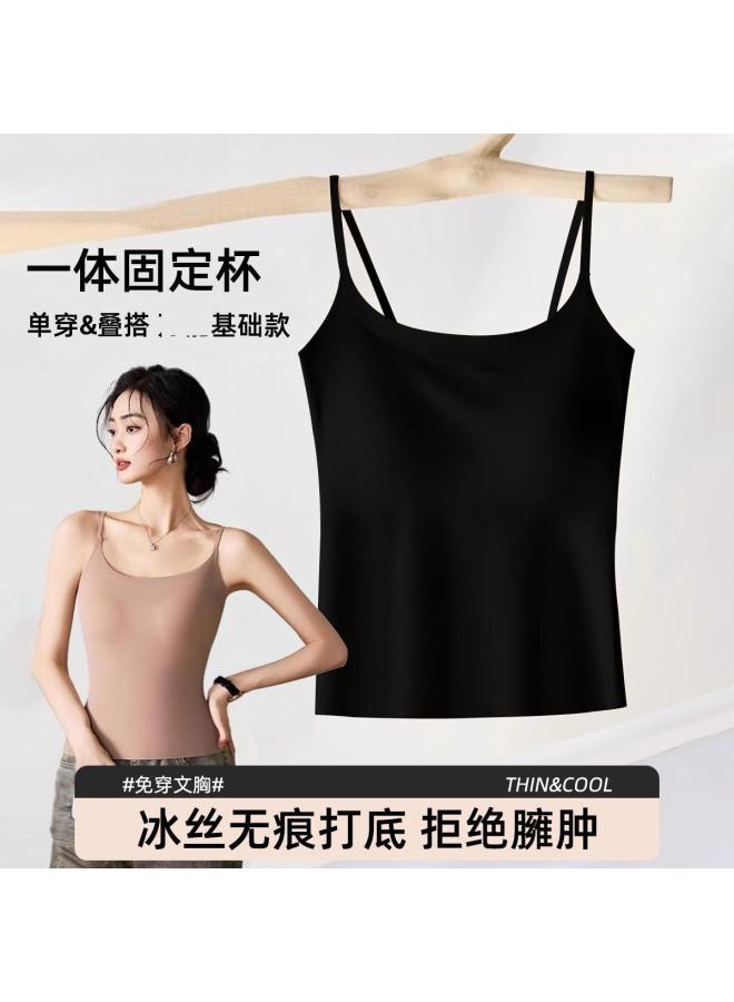 Modal Seamless Sleeveless Vest For Women With Built-In Pads, Summer Lightweight Skin-Friendly Inner Wear, Can Be Worn Alone Or As Base Layer, Backless Design One-Piece Top - Image 2