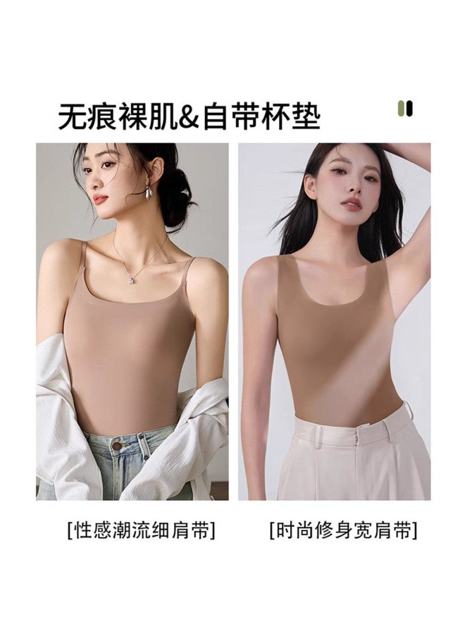 Modal Seamless Sleeveless Vest For Women With Built-In Pads, Summer Lightweight Skin-Friendly Inner Wear, Can Be Worn Alone Or As Base Layer, Backless Design One-Piece Top - Image 4