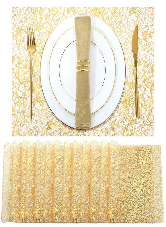 Perthlin 12 Pcs Gold Disposable Placemats Bulk 12 x 18 Inch Gold Doilies Metallic Glitter Rectangle Foil Placemats Table Decoration Dining Place mats for Party Wedding Dining Table Birthday Party - Image 1