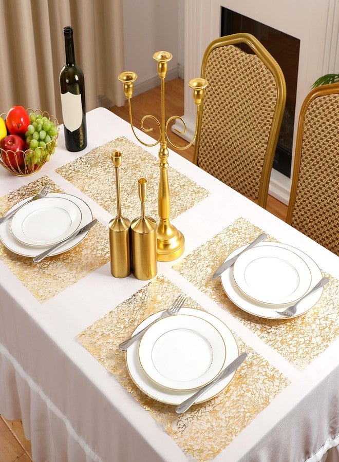 Perthlin 12 Pcs Gold Disposable Placemats Bulk 12 x 18 Inch Gold Doilies Metallic Glitter Rectangle Foil Placemats Table Decoration Dining Place mats for Party Wedding Dining Table Birthday Party - Image 3