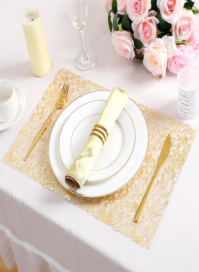 Perthlin 12 Pcs Gold Disposable Placemats Bulk 12 x 18 Inch Gold Doilies Metallic Glitter Rectangle Foil Placemats Table Decoration Dining Place mats for Party Wedding Dining Table Birthday Party - Image 4