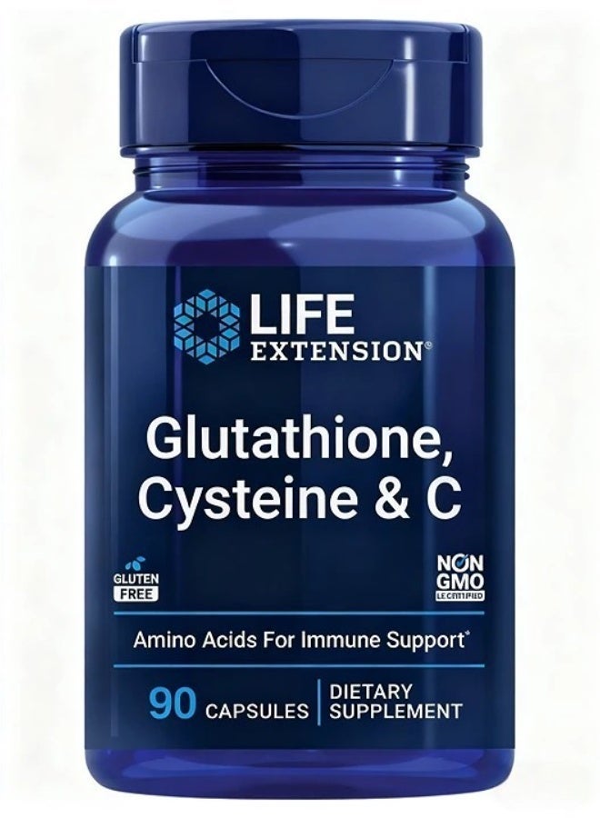 Life Extension Glutathione, Cysteine & C, 500 mg of Vitamin C, Powerful antioxidant Supplement to Support Liver Health, Gluten-Free, Non-GMO, 90 Capsules - Image 1