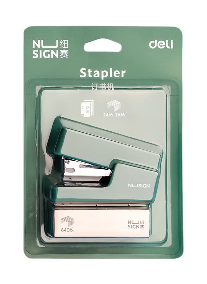 Deli Mini Stapler with 640 Standard Staples, 12 Sheet Capacity Desktop Stapler for Student, Office, Green  - Image 5